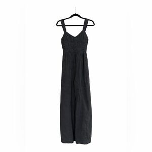 After All Ruched Wide Leg Jumpsuit In Black NWT XS 100% Cotton